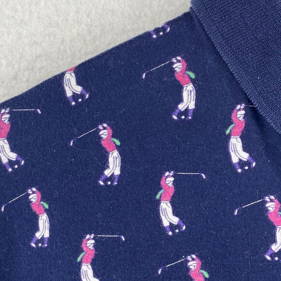 POLO RALPH LAUREN Shirt Men L Golf Polo All Over Print Golfer Cotton Jersey Blue - Picture 10 of 15